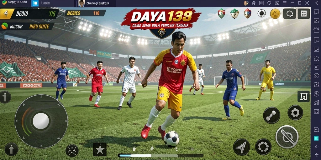 Screenshot utama DAYA138 menampilkan aksi seru dalam pertandingan sepak bola.