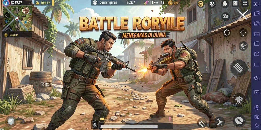 Tangkap aksi seru dalam gameplay Battle Royale EOS77.