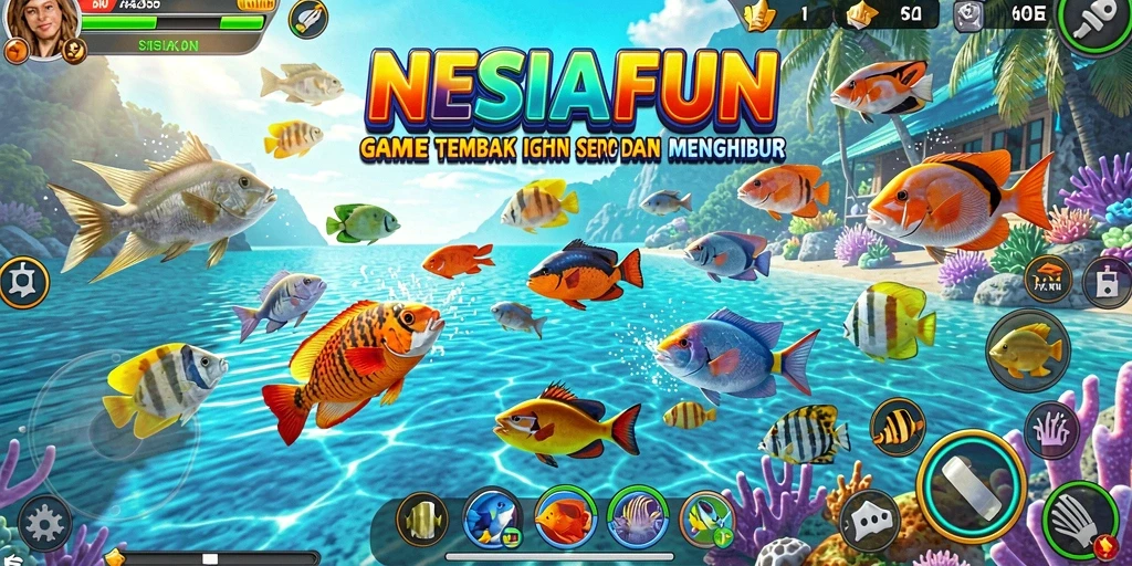 Tampilan utama NESIAFUN dengan gameplay seru Tembak Ikan.