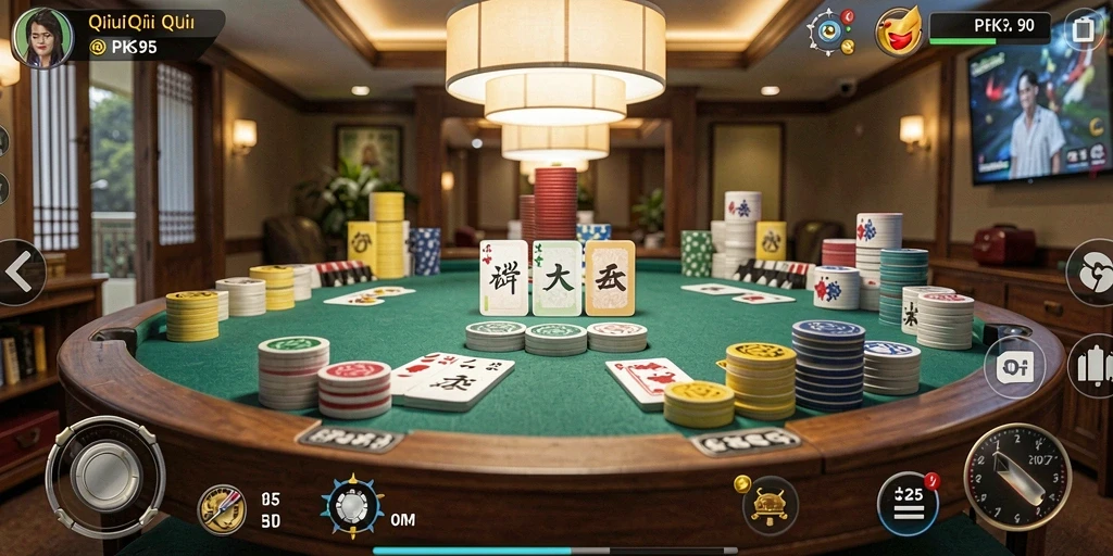 Screenshot utama PK95 menampilkan gameplay QiuQiu yang seru.