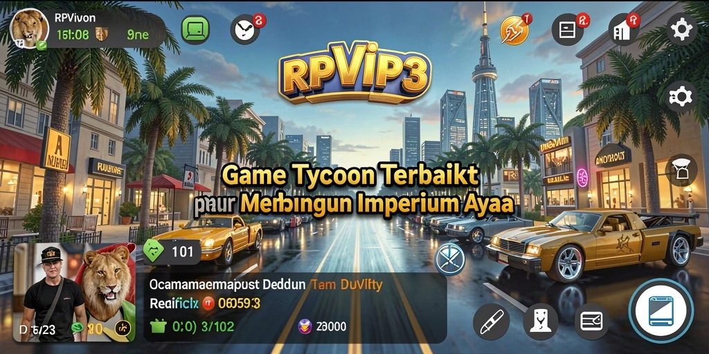 Tampilan gameplay menarik dari RPVIP3 yang mencerminkan manajemen bisnis.