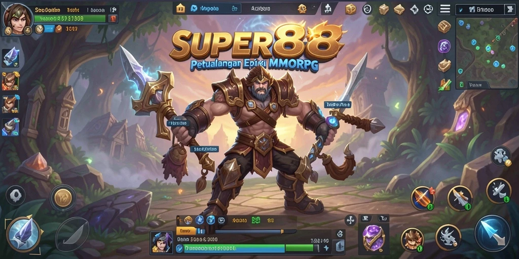 Screenshot SUPER88 menampilkan aksi seru dalam permainan MMORPG.