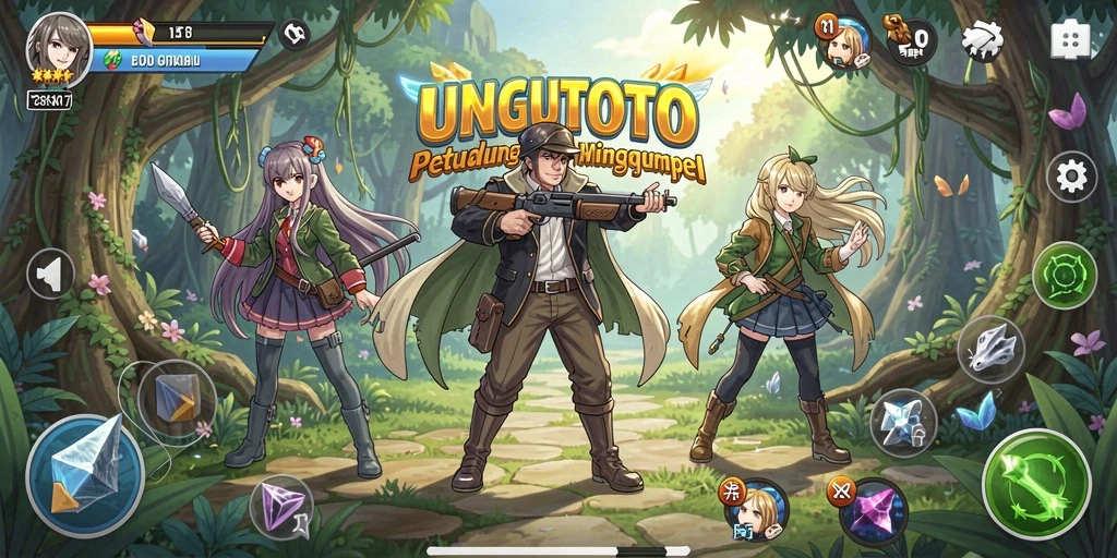 Tangkapan layar UNGUTOTO menunjukkan aksi pertarungan seru dengan karakter Anime.
