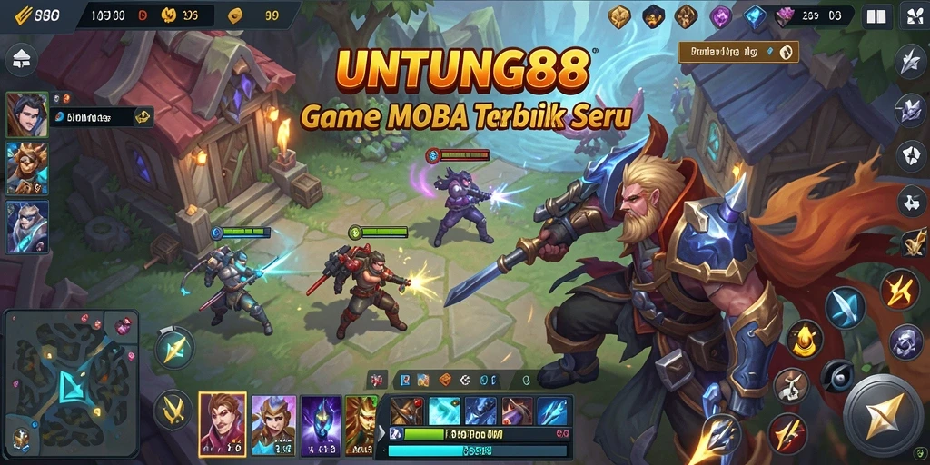 Tangkapan layar UNTUNG88 menampilkan pertarungan seru dalam permainan MOBA.