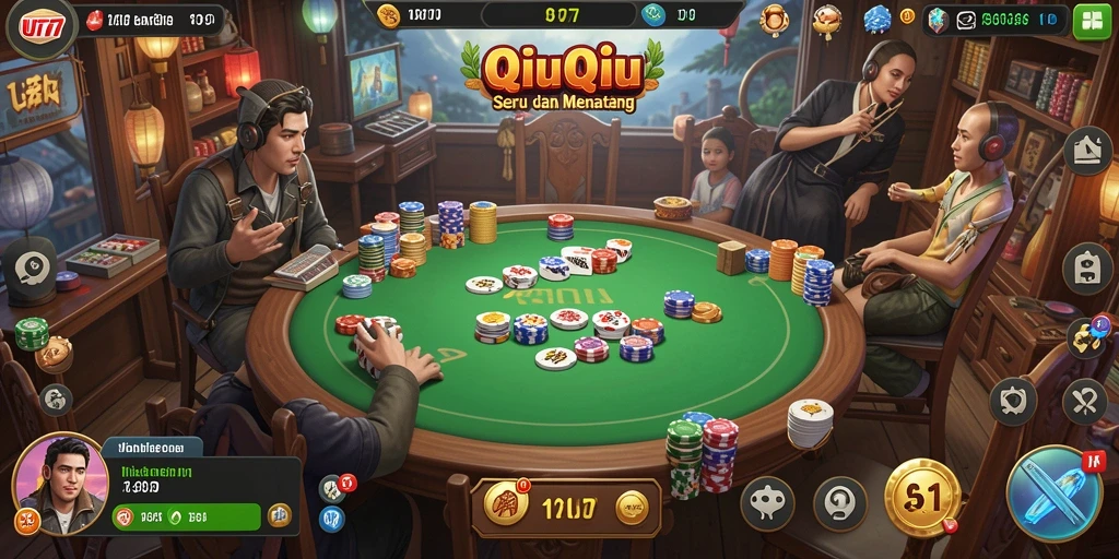 Screenshot UT77 menunjukkan gameplay QiuQiu yang intens dan menarik.