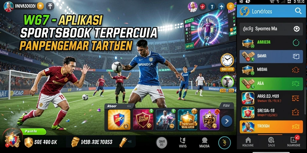 Tangkapan layar utama W67 menampilkan antarmuka taruhan olahraga yang modern dan menarik.